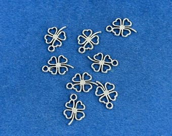 New Silver Cut Out Style Four Leaf Lucky Clover Charm Pendents - Set of Eight