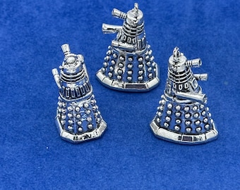 Large Silver Daleks Dr Who's Nemesis Charm Pendants -  Set of Three