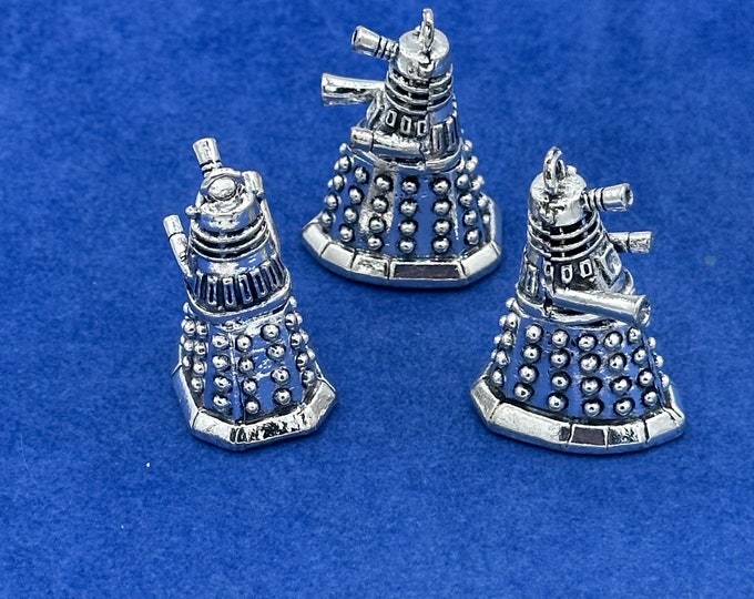 Large Silver Daleks Dr Who's Nemesis Charm Pendants -  Set of Three