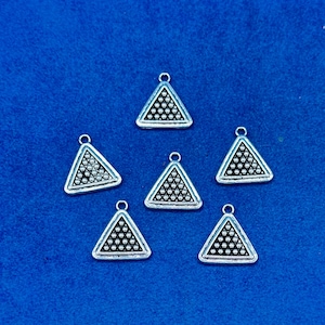 Mini Silver Snooker Pool Triangle with Mini Balls Charms and Pendants - Set of Six