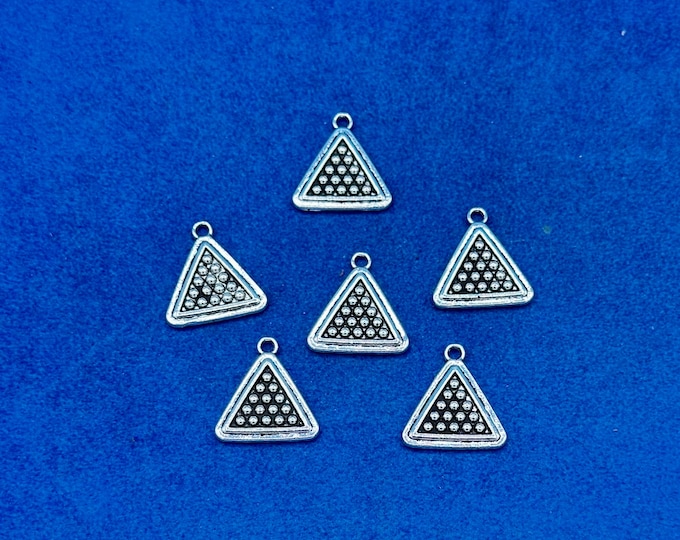 Mini Silver Snooker Pool Triangle with Mini Balls Charms and Pendants - Set of Six