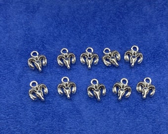 Mini Silver Astrology Symbol Aries the Ram Zodiac Charm Pendants - Set of Ten
