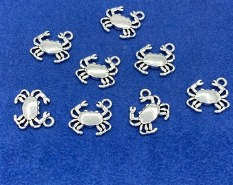 Silver Cancer the Crab Zodiac Astrological Star Sign Charm Pendants - Set of Eight