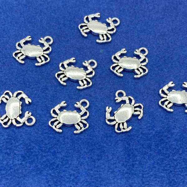 Silver Cancer the Crab Zodiac Astrological Star Sign Charm Pendants - Set of Eight