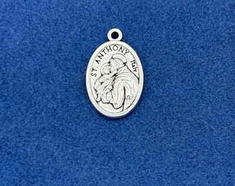 Saint Anthony of Padua Medal Charm: Antique Silver Religious Pendant (Set of Five)