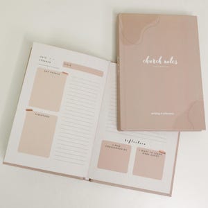 Church Notes Journal - Tan Hardcover | Podcast and Sermon Application Notebook | Gifts for Christian Women | Modern Structured Faith Journal