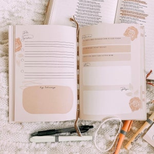 Bible Notes and Prayer Journal | Guided Devotional Notebook | Bible Study | Church Notes | SOAP Bible Verses, Takeaways, Reflection, Notes