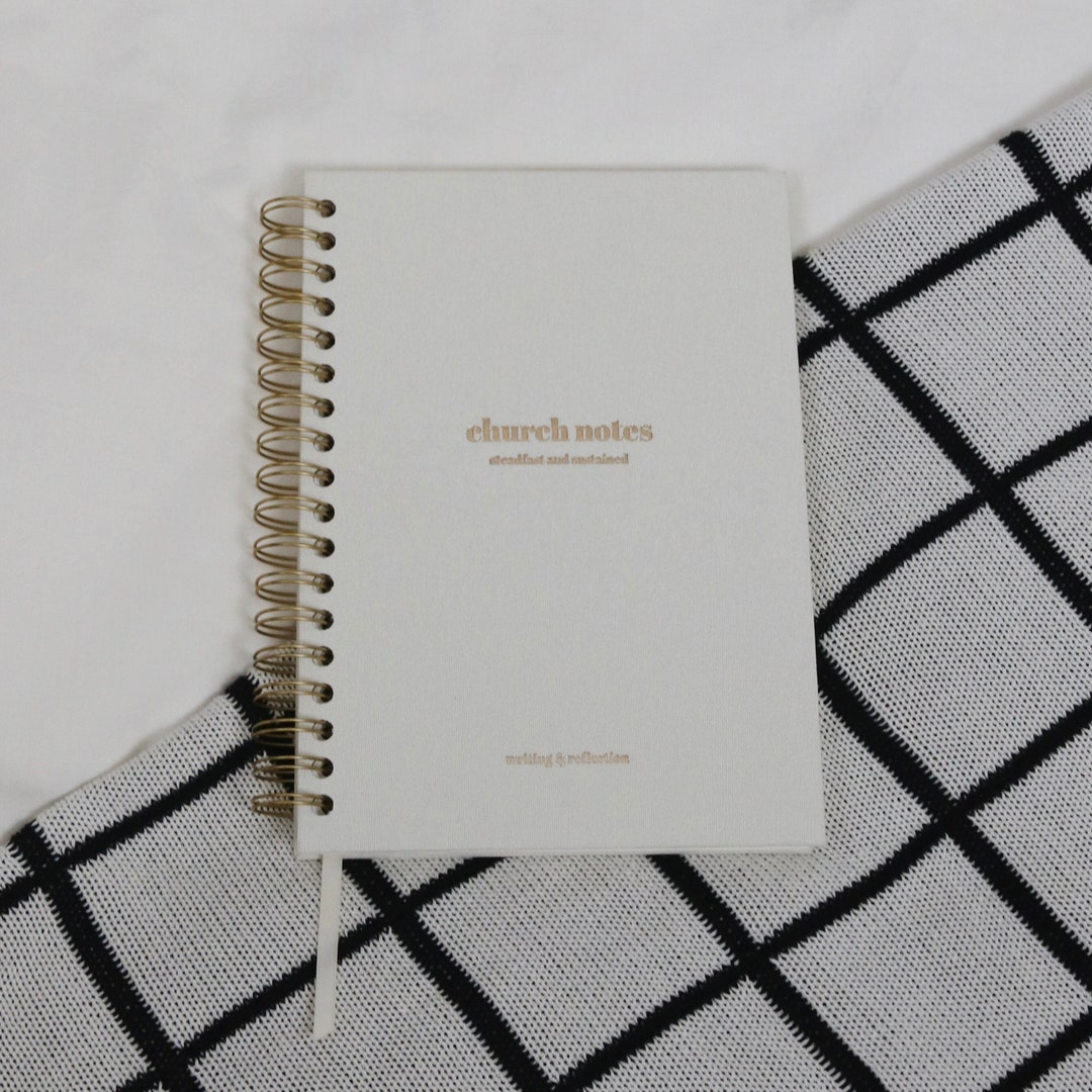 Large Linen Church Notes Journal: Spiral Bound Sermon Notebook (7x10 ...