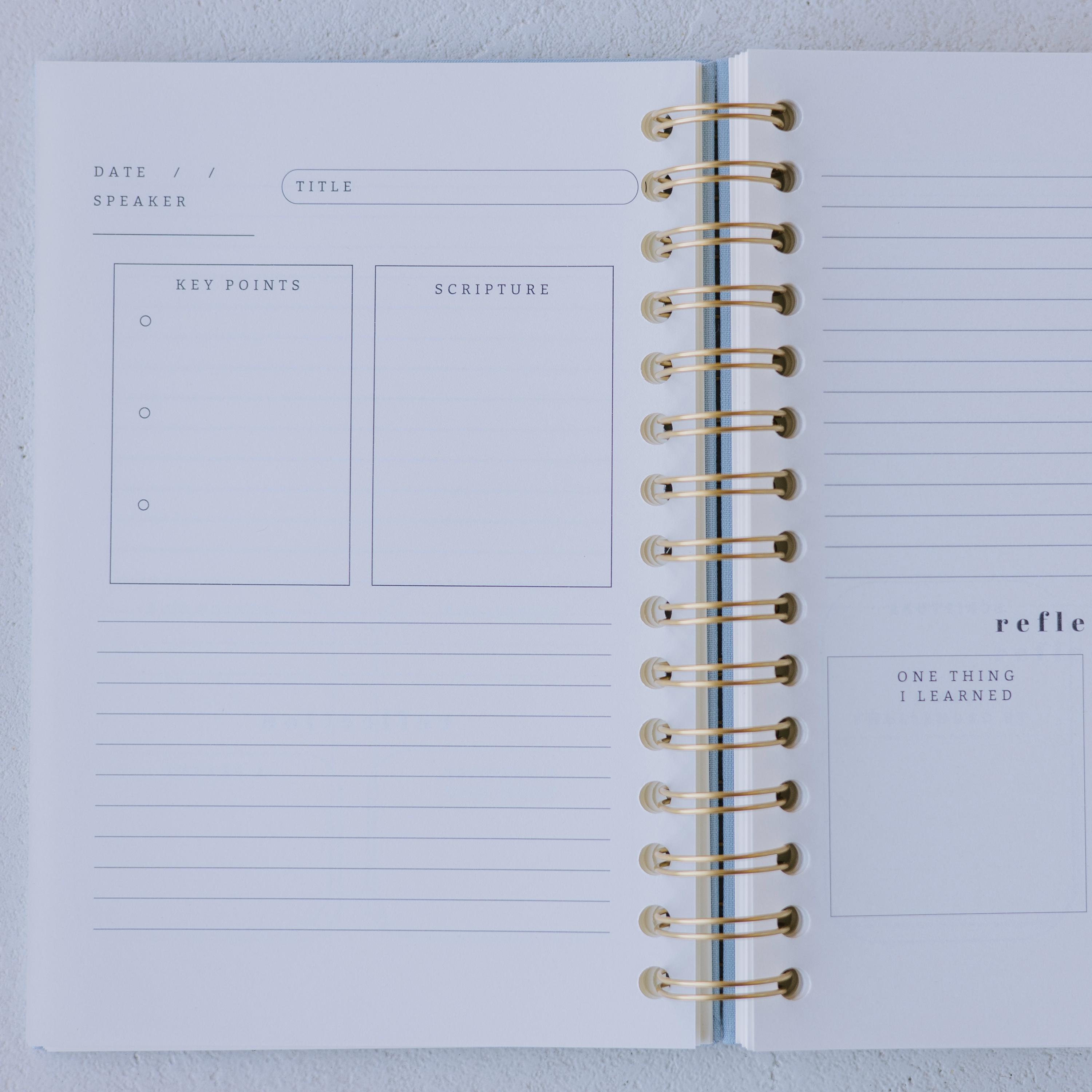 Sky Blue Linen Church Notes Journal: Spiral Bound Sermon Notebook - Etsy