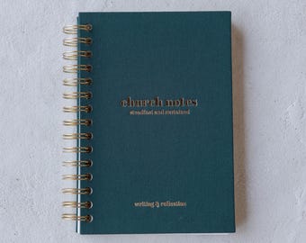 Pine Green Linen Church Notes Journal: Sermon & Scripture Notebook