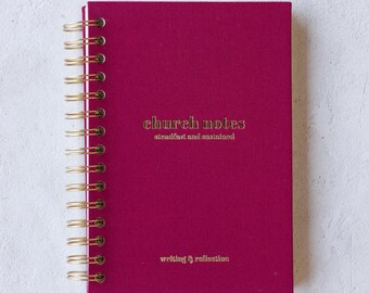 Berry Red Linen Church Notes Journal: Sermon & Scripture Notebook