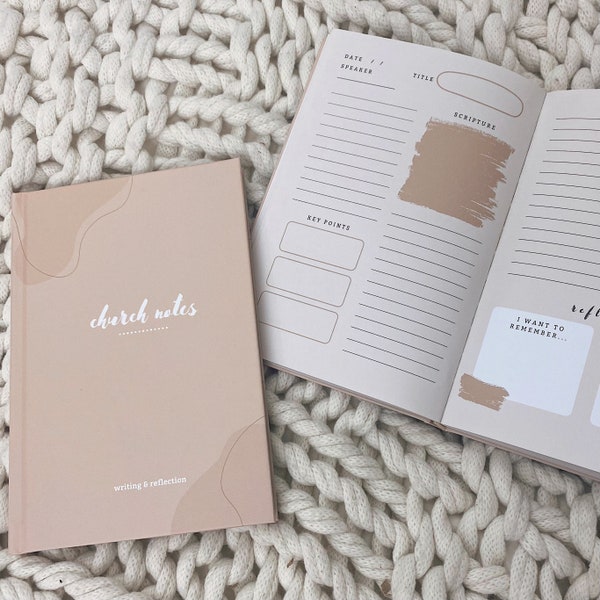 Church Notes Journal | Sermon Notebook | Gifts for Christian Women | Modern Structured Faith Journal | Podcast and Sermon Application