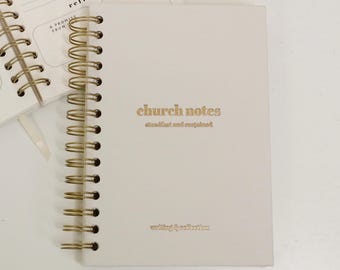 Church Notes Journal Spiral | Stay Focused and Grow in Faith Weekly With Prompts & Reflection Questions | Christian Bible Study Notebook
