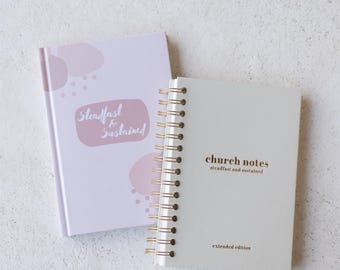 Diario de notas bíblicas y de la iglesia (paquete de 2): Juego minimalista de cuadernos para sermones