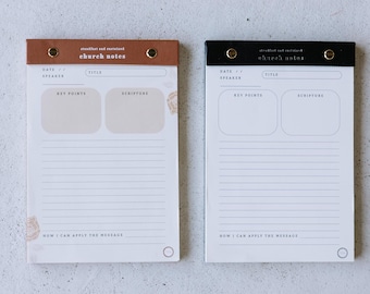 Church Notes Notepad - Sermon & Podcast Christian Notebook Pad - Key Points, Bible Verses, Notes, and Application - Men and Women Gift Idea