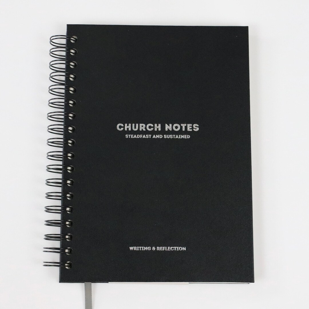 Large Church Notes Journal: Black Leatherette, Spiral Bound Sermon ...