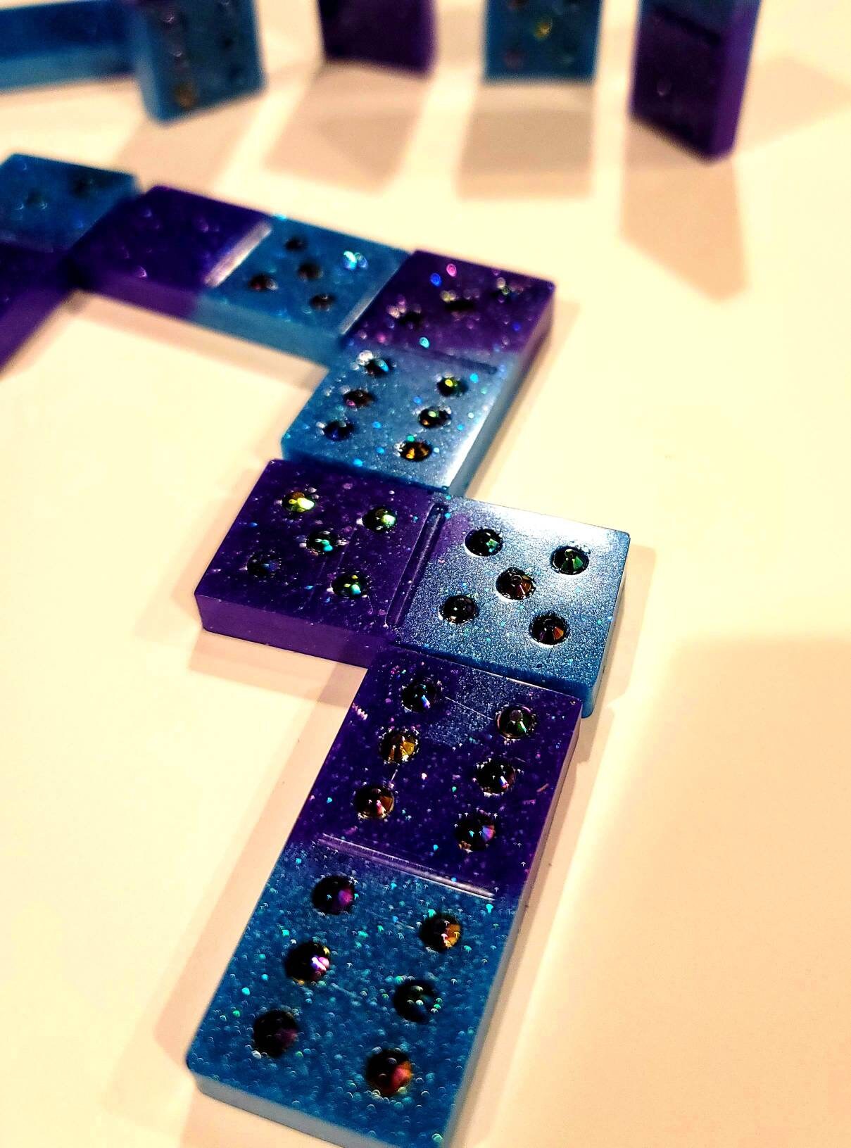 Double Six Epoxy Resin Domino Set w/Rhinestone Inlay Etsy