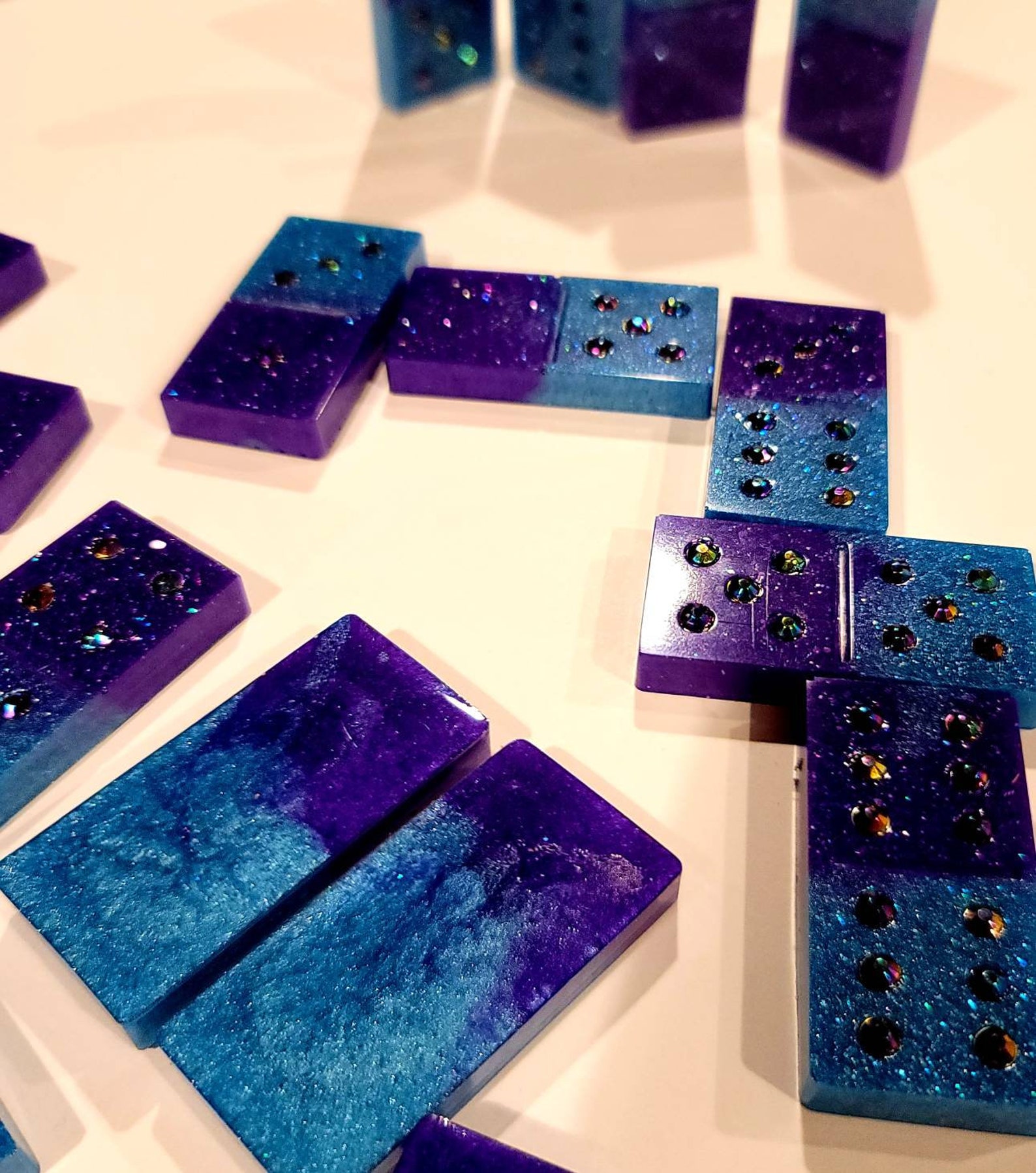 Double Six Epoxy Resin Domino Set w/Rhinestone Inlay Etsy