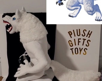 Exclusive unique Big white giant plush wolf toy werewolf