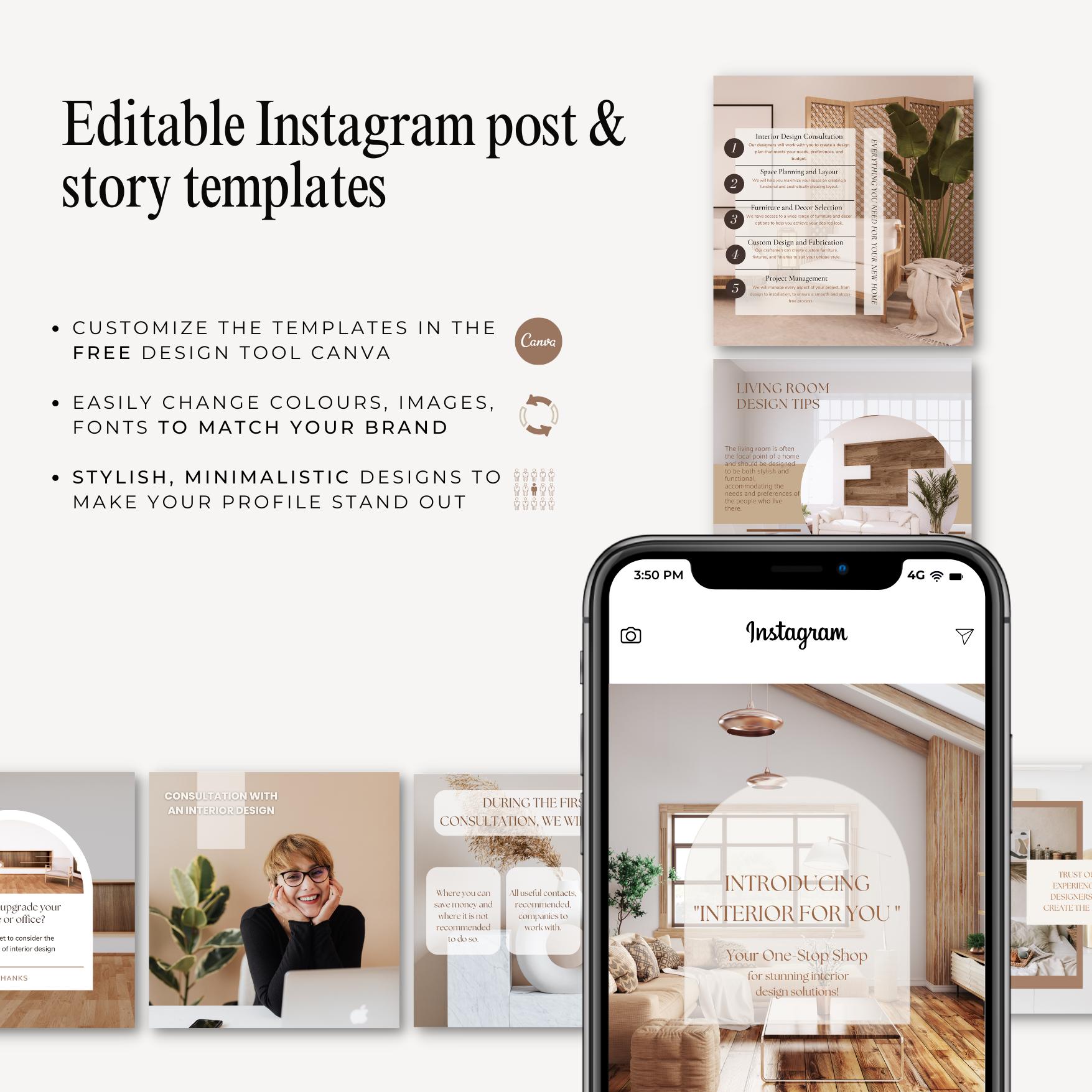 Interior Design Instagram Templates Interior Designer Social Media ...