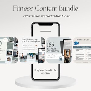 Fitness Instagram-paket Inlägg om sociala medier Fitnesstexter Innehåll för personlig tränare Inlägg om hälsosam livsstil Gymentusiast Canva-mallar bild 8