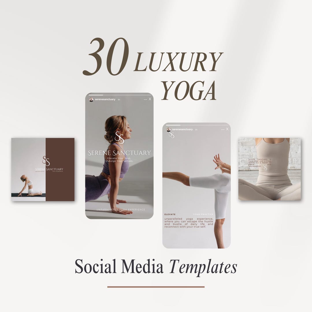 Luxury Yoga Social Media Templates Yoga Studio Instagram Posts and ...