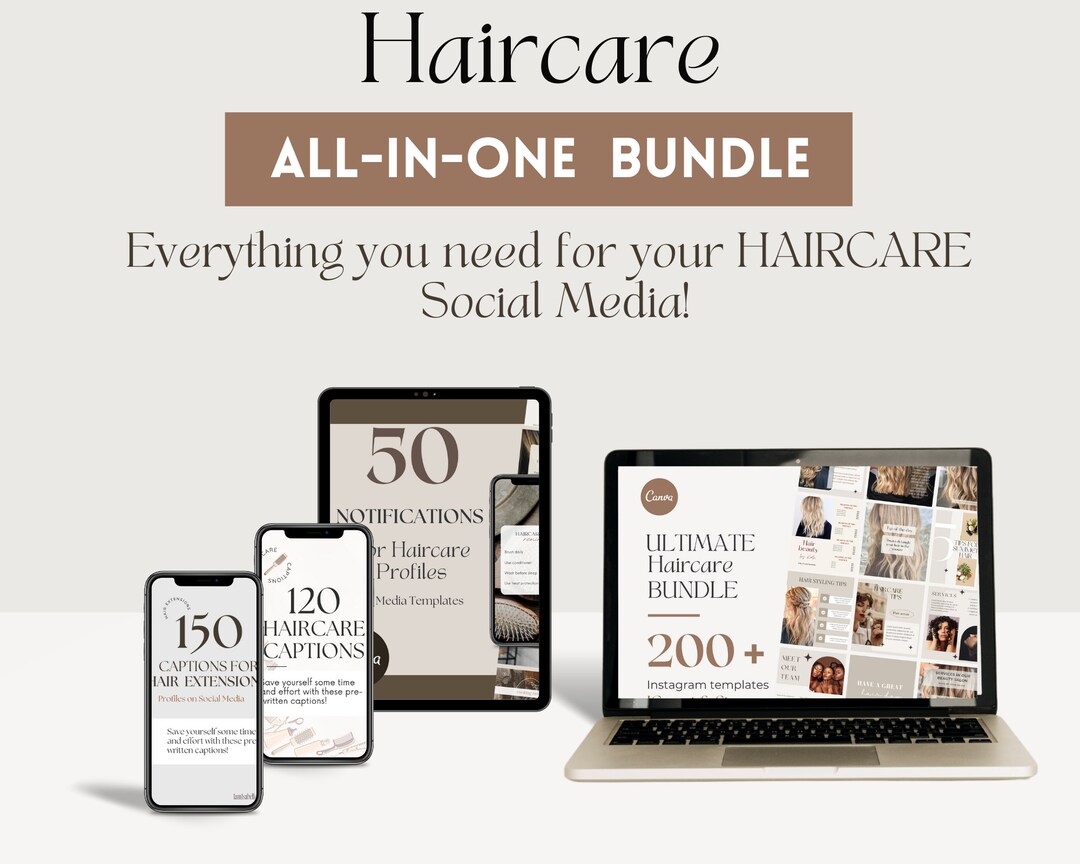 Haircare Social Media Templates Bundle Haircare Captions Hairdresser ...