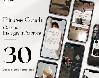 Fitness Coach Instagram Stories Fitness Trainer Social Media Content Personal Trainer Canva Templates Health & Wellness Fitness Branding