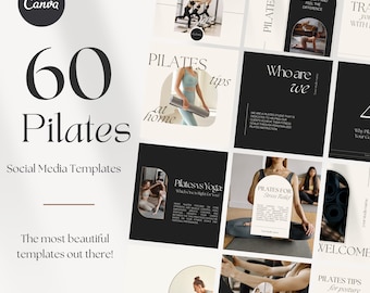 Pilates Social Media Templates Aesthetic Pilates Studio Instagram Content Pilates Instructor Customizable Canva Templates Minimalistic