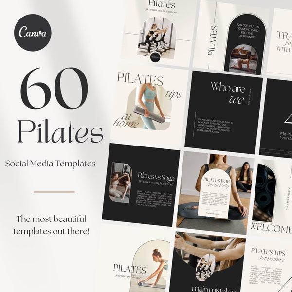 Pilates Social Media Templates ästhetik Pilates Studio Instagram Content Pilates Instruktor Anpassbare Canva Templates Minimalistisch