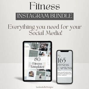 Fitness Instagram-paket Inlägg om sociala medier Fitnesstexter Innehåll för personlig tränare Inlägg om hälsosam livsstil Gymentusiast Canva-mallar bild 1