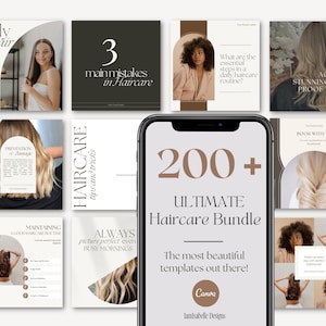 Haircare Bundle Hairdresser Instagram Templates Hair Salon Hairstylist Social Media Content Customizable Beauty Salon IG Posts Hair Content
