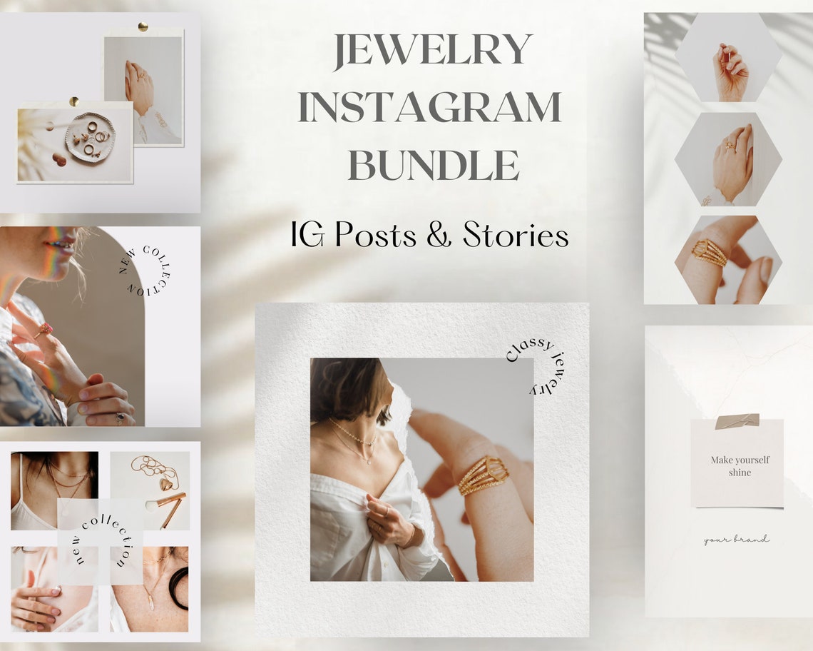 Jewelry Instagram Template. Customizable Canva. Social Media Etsy