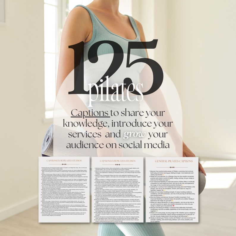 Pilates captions to share your knowledge, introduce your services and grow your audience on social media.