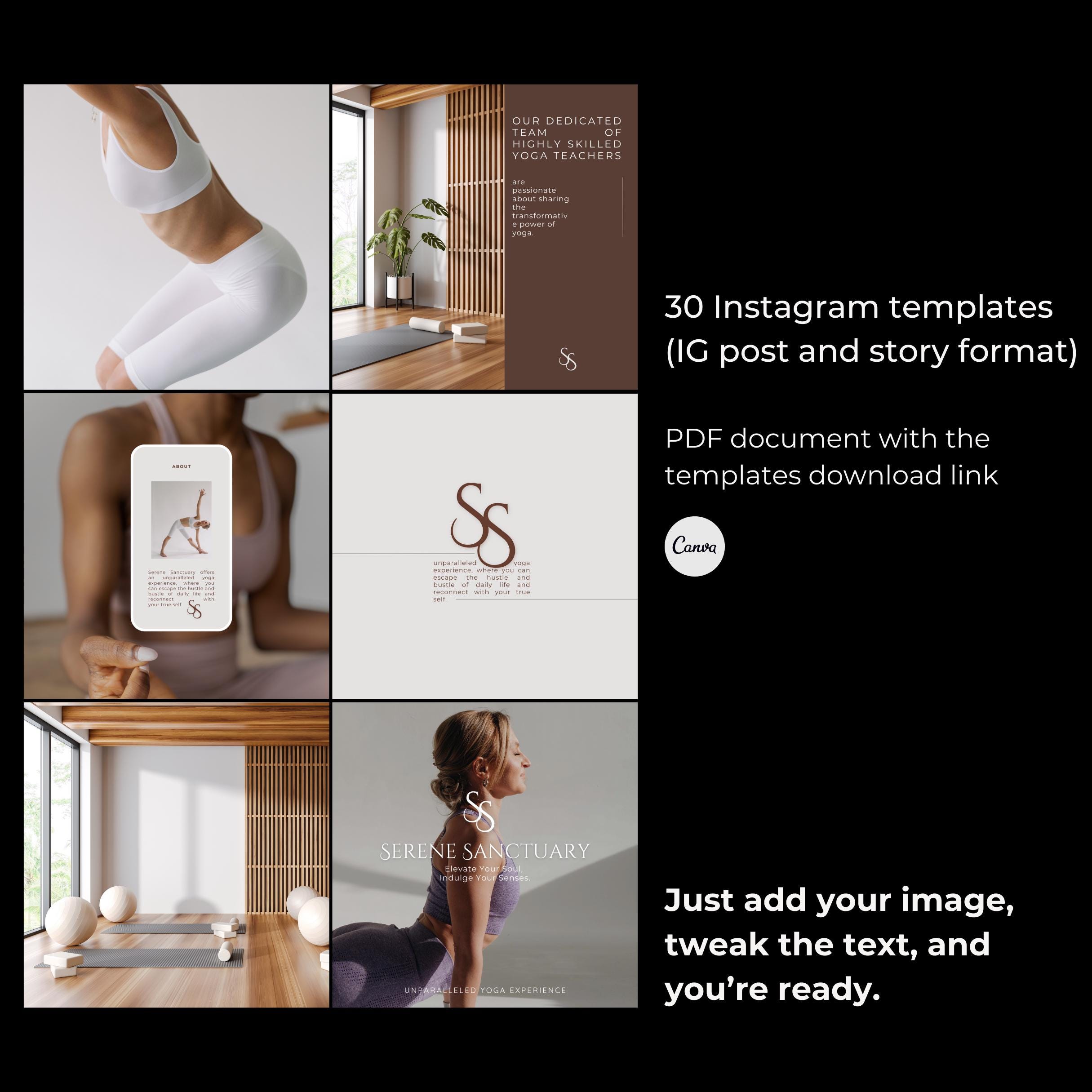 Luxury Yoga Social Media Templates Yoga Studio Instagram Posts and ...