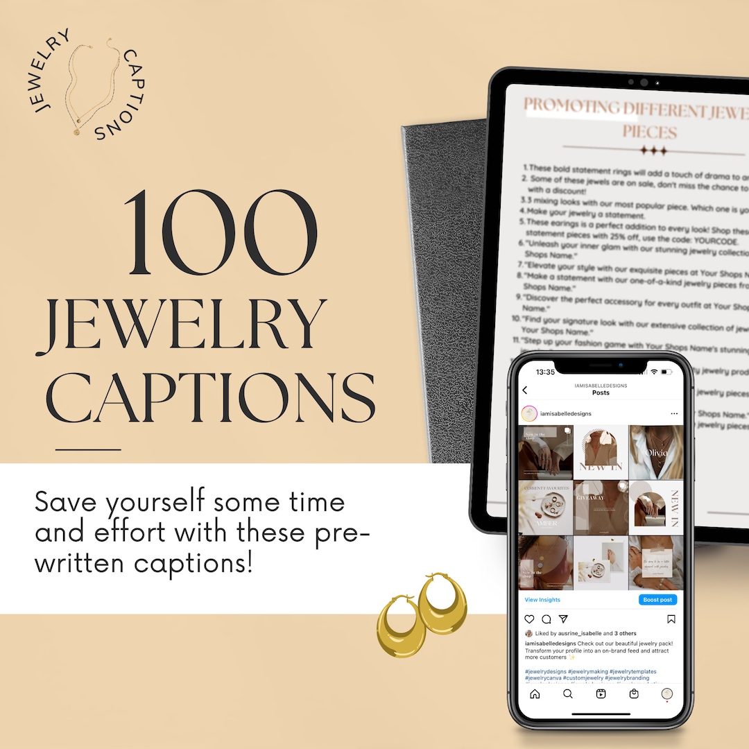100 Jewelry Captions, Jewelry Social Media Content, Accessories Shop, Instagram Captions