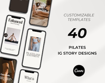 Pilates Social Media Templates Pilates Instructor Instagram Stories Canva Designs Wellness Content Aesthetic Pilates Studio Template Designs