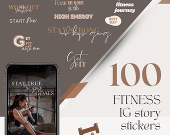 100 Fitness IG Story Stickers, Fitness Instagram, Exercise content, Fitness coach, Workout Stickers, Gym Life, Social Media, Body Movement.