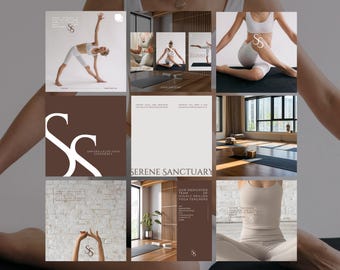 Mallar för sociala medier för yoga Lyxiga yogastudio Instagram-inlägg Estetiska designer Yogalärare Holistiskt välbefinnande