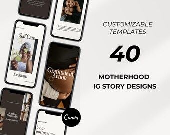 Pode incluir: Um conjunto de 40 modelos de histórias do Instagram personalizáveis para a maternidade. Os modelos apresentam uma variedade de designs, incluindo imagens de mulheres grávidas, mães com bebês e citações inspiradoras. Os modelos são projetados para ajudar as mães a se conectar com seus seguidores e compartilhar suas experiências.