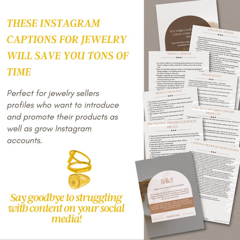 100 Jewelry Captions Jewelry Social Media Content Etsy