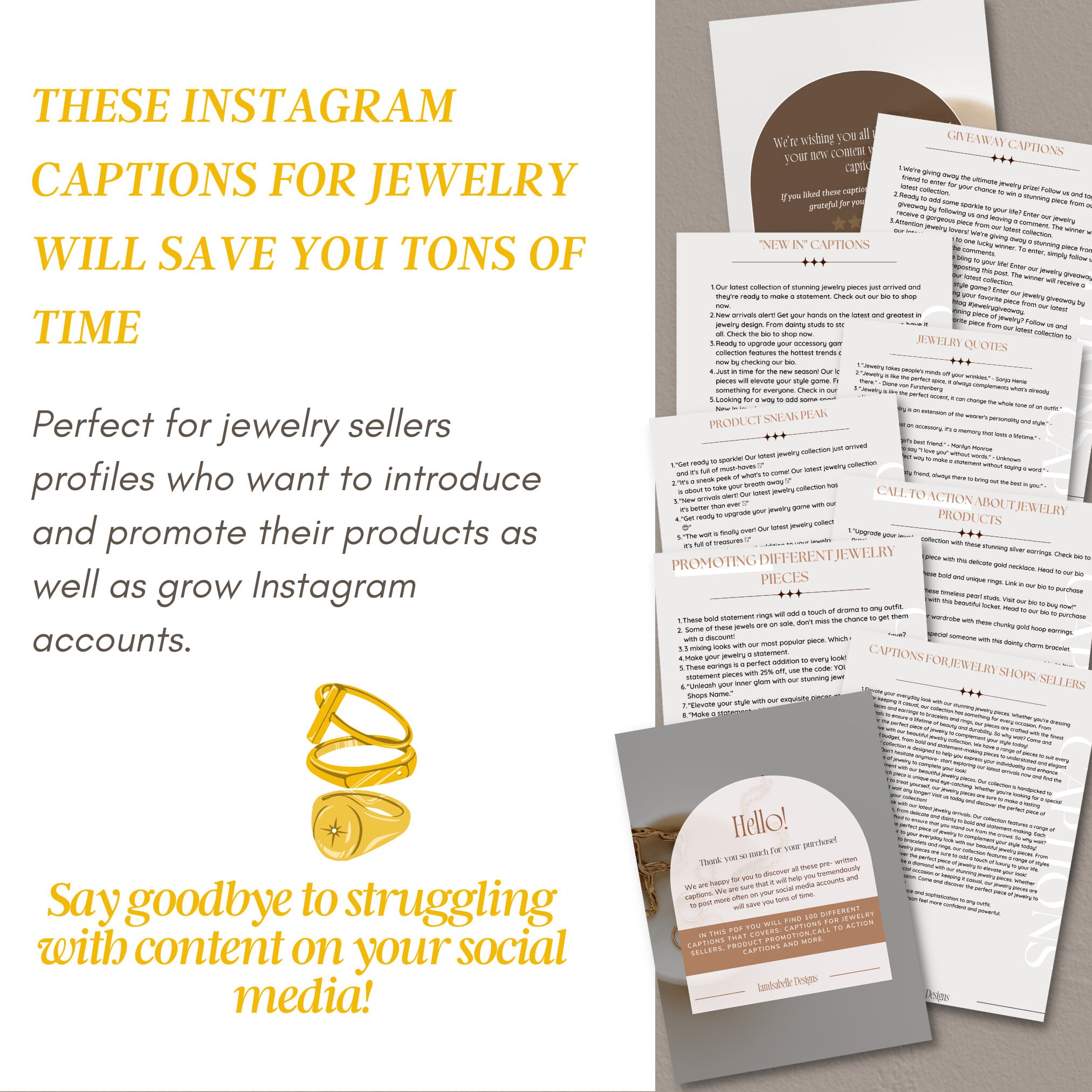 100 Jewelry Captions Jewelry Social Media Content Etsy