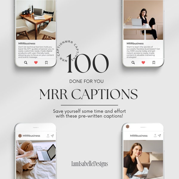 MRR Done For You Captions For Social Media Master Resell Rights Captions for Instagram Faceless Account and MRR Captions DFY Guides Captions