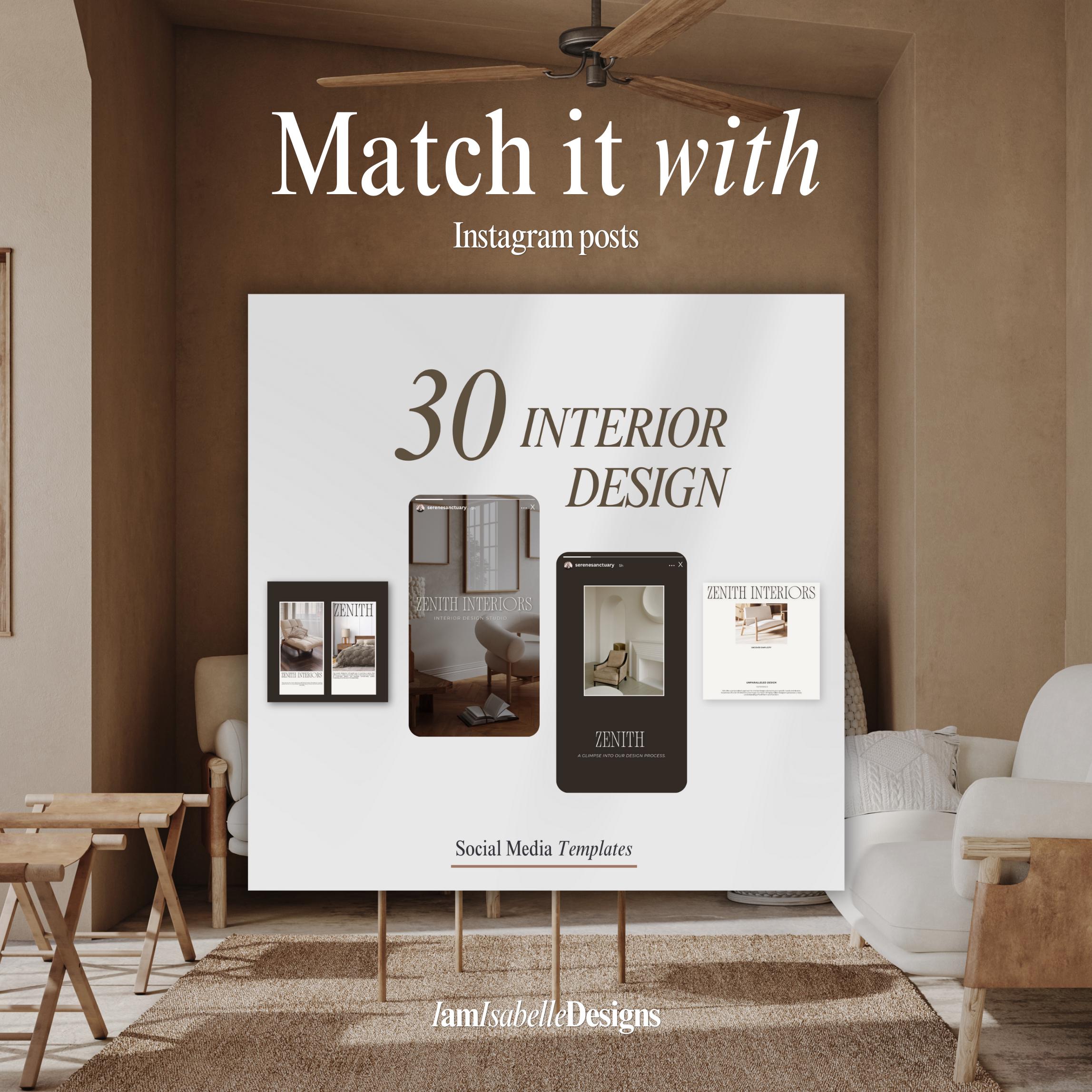 Luxury Interior Design Studio Social Media Templates Instagram Stories ...