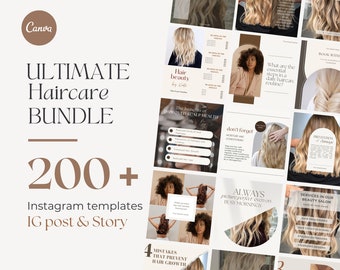 Haircare Instagram Templates For Hair Salon Hairdresser Content Beauty Salon IG Templates Haircare Posts Hairstylist Social Media