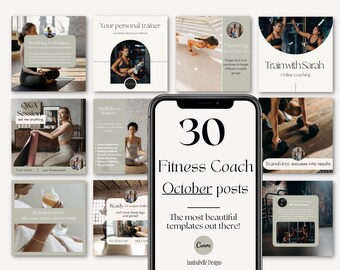 Fitness Coach Instagram Posts Fitness Trainer Aesthetic Social Media Content Workout Templates Personal Trainer Canva Gym Health & Wellness