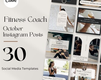 Fitness Coach Instagram Posts Fitness Trainer Social Media Content Workout Templates Personal Trainer Canva Templates Gym Health & Wellness