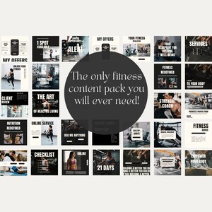 Fitness templates bundle for social media. It is all-done-for-you, so make is easier to posts on social media. Fit lifestyle, gym, personal coach.