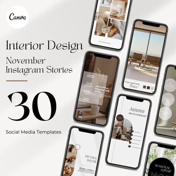 Interior Design Templates For A Month Interior Designer Instagram Content Branded Interior Decor Stories for Social Media Monthly Content