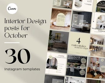 Interior Design Templates Customizable Interior Designer Content Instagram Monthly Interior Decor Posts Interior Designer Social Media Kit